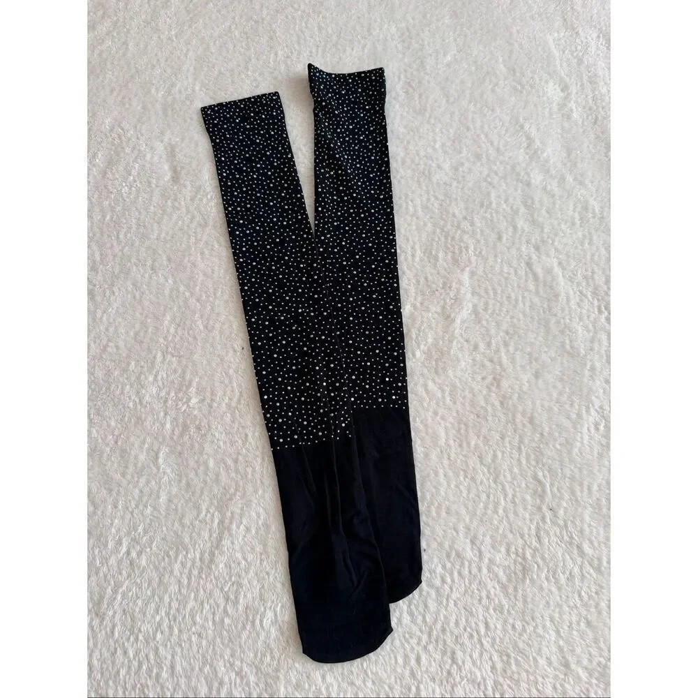 NWOT Black Rhinestone Knee-High Socks